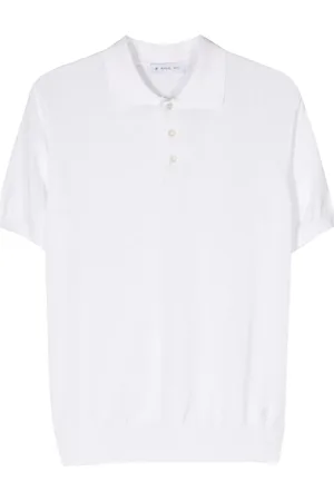 Manuel Ritz Finstickad pikétröja med broderad logotyp