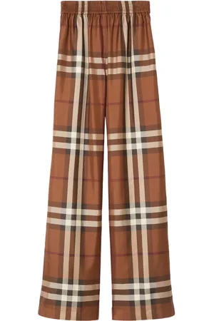 Burberry Alex vintagerutiga sidenbyxor