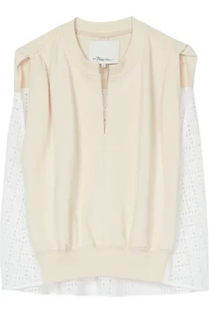 3.1 Phillip Lim Topp i frotté med engelsk brodyr