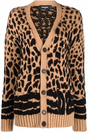 Dsquared2 Leopardmönstrad stickad kofta