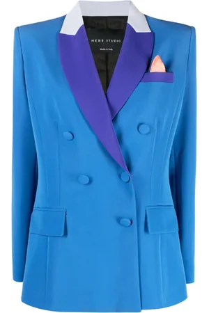HEBE STUDIO Dubbelknäppt blazer med kontrasterande slag