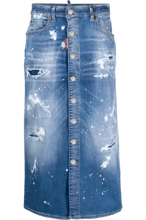 Dsquared2 Kort jeanskjol med sliten effekt