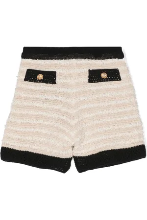 Balmain Stickade shorts med fransar
