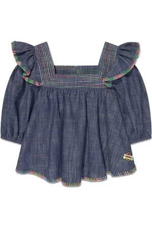 ZIMMERMANN Jeansblus med dekorativa stygn
