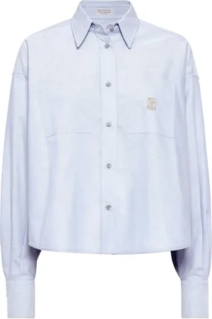 Brunello Cucinelli Skjorta med broderad logotyp