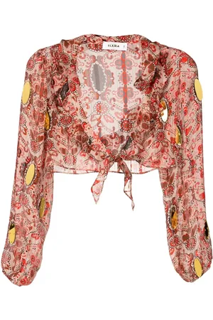 AMIR SLAMA Kort blommig blus