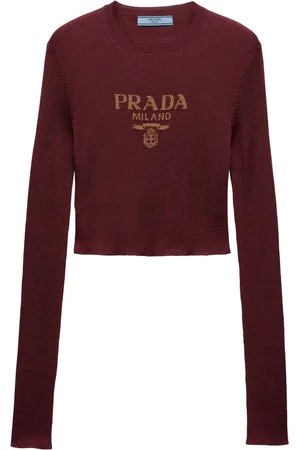 Prada Intarsiastickad sidentopp med logotyp
