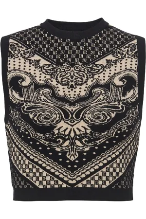 Balmain Mönstrad intarsiastickad croptop