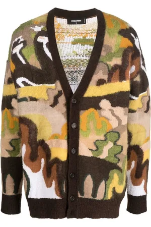 Dsquared2 Gouache stickad kofta med grafiskt tryck