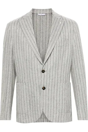 Manuel Ritz Kritstrecksrandig enkelknäppt blazer