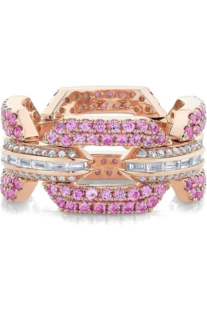 Shay Geo Link ring i 18K roséguld med diamant och safir