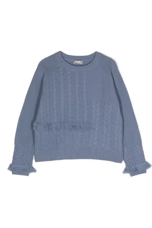 Il gufo Kabelstickad jumper med fransdetalj