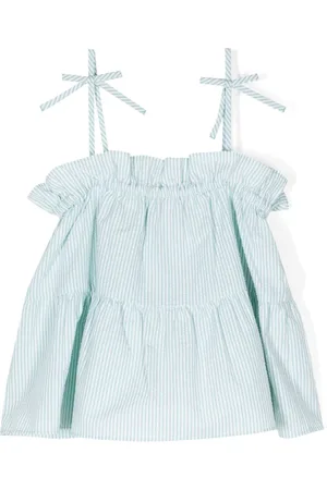 Emporio Armani Randig blus med volangkant