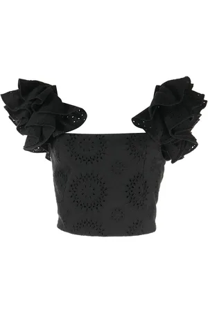 ALICE+OLIVIA Tawny croptop med engelsk brodyr