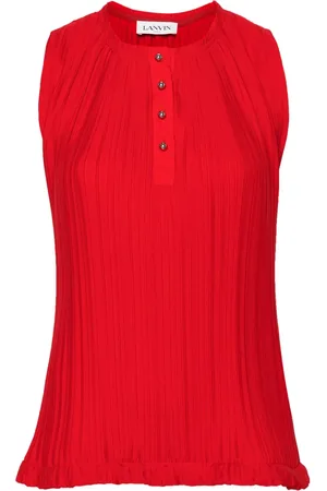 Lanvin ärmlös plisserad blus