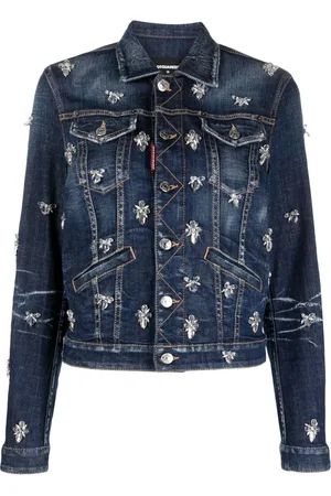 Dsquared2 Kort strassprydd jeansjacka