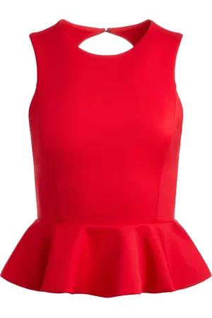 ALICE+OLIVIA Poppy peplumtopp med rundad hals
