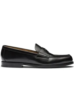 Prada Läderloafers med logotypplakett