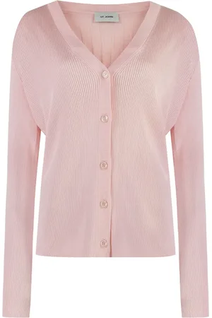 ST. JOHN Ribbad cardigan med knäppning