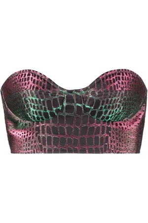 Balmain Croptop med präglad krokodil