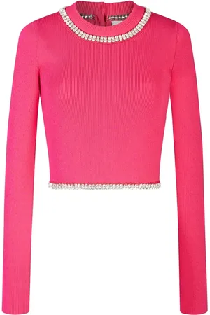 Paco rabanne Ribbstickad croptop med strass