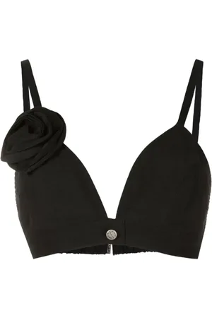 AMIR SLAMA Croptop med blomapplikation