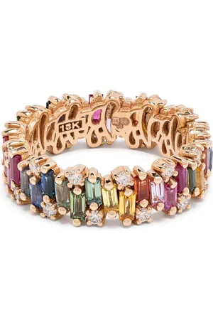 Suzanne Kalan Shimmer Alaia Rainbow ring i 18K roséguld med safir