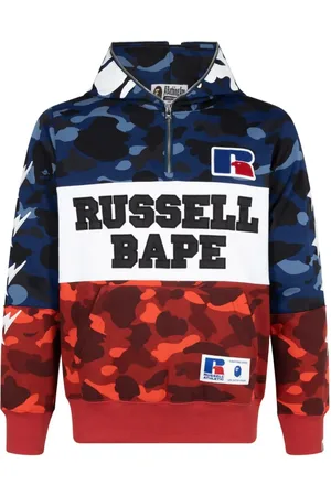 A Bathing Ape X Russell Color Camo Ape hoodie med halv dragkedja