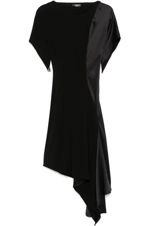 MUGLER Plisserad asymmetrisk midiklänning