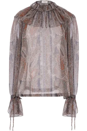 Saint Laurent Paisleymönstrad sidenblus