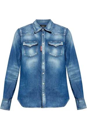 Dsquared2 Jeansskjorta med sliten detalj