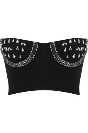 AREA Axelbandslös topp med strass