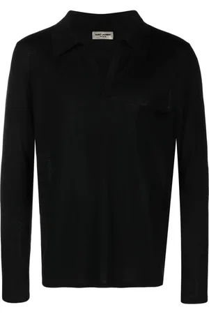 Saint Laurent Stickad pikétröja med broderad logotyp