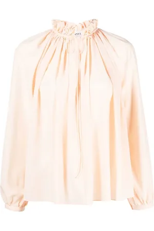 Lanvin Sidenblus med plisserad ringning