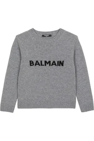 Balmain Intarsiastickad tröja med logotyp