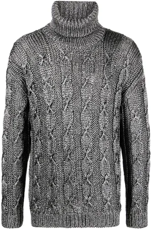 Saint Laurent Kabelstickad tröja med rullkrage