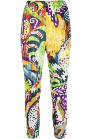 PLEATS PLEASE ISSEY MIYAKE Plisserade byxor med grafiskt tryck