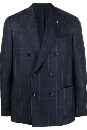 LARDINI Rutig dubbelknäppt blazer