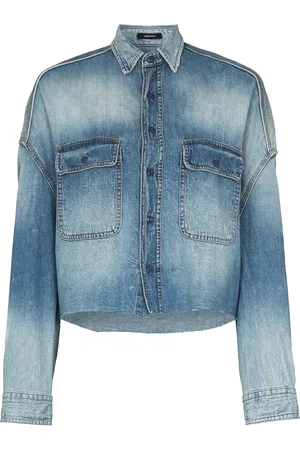 R13 Beskuren jeansskjorta