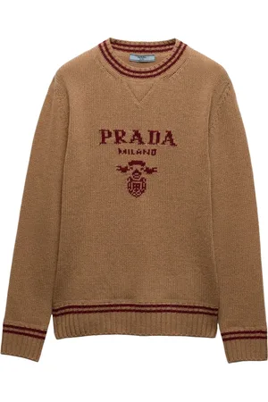 Prada Intarsiastickad tröja med randig kant