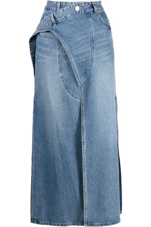 SYSTEM Jeanskjol med logotypmärke