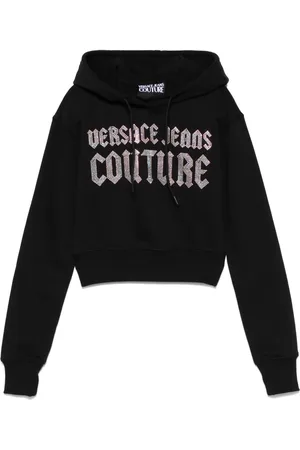 VERSACE Hoodie med strassprydd logotyp