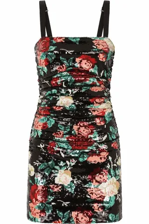 Dolce & Gabbana Blommig miniklänning med paljetter