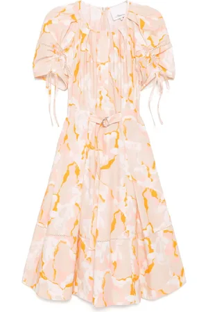 3.1 Phillip Lim Klänning med draperad ärm och abstrakt tryck