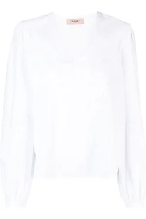 Twin-Set Blus med engelsk brodyr