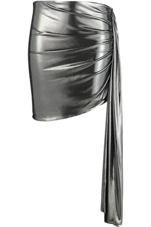 MAGDA BUTRYM Kort jeanskjol med metallisk finish