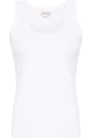 Alexander McQueen Ribbat linne med broderad logotyp