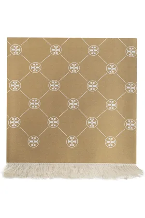 Tory Burch Sjal med fransdetalj och logotyp