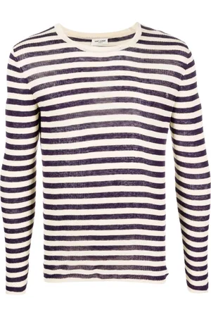 Saint Laurent Randig ribbstickad tröja
