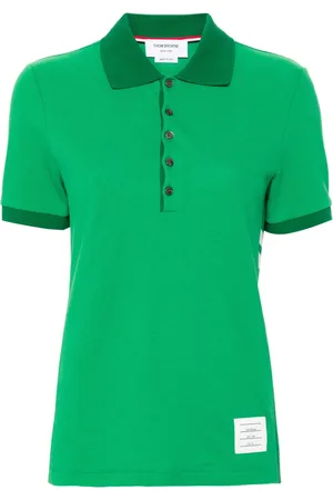 Thom Browne Randig pikétröja med logotypmärke